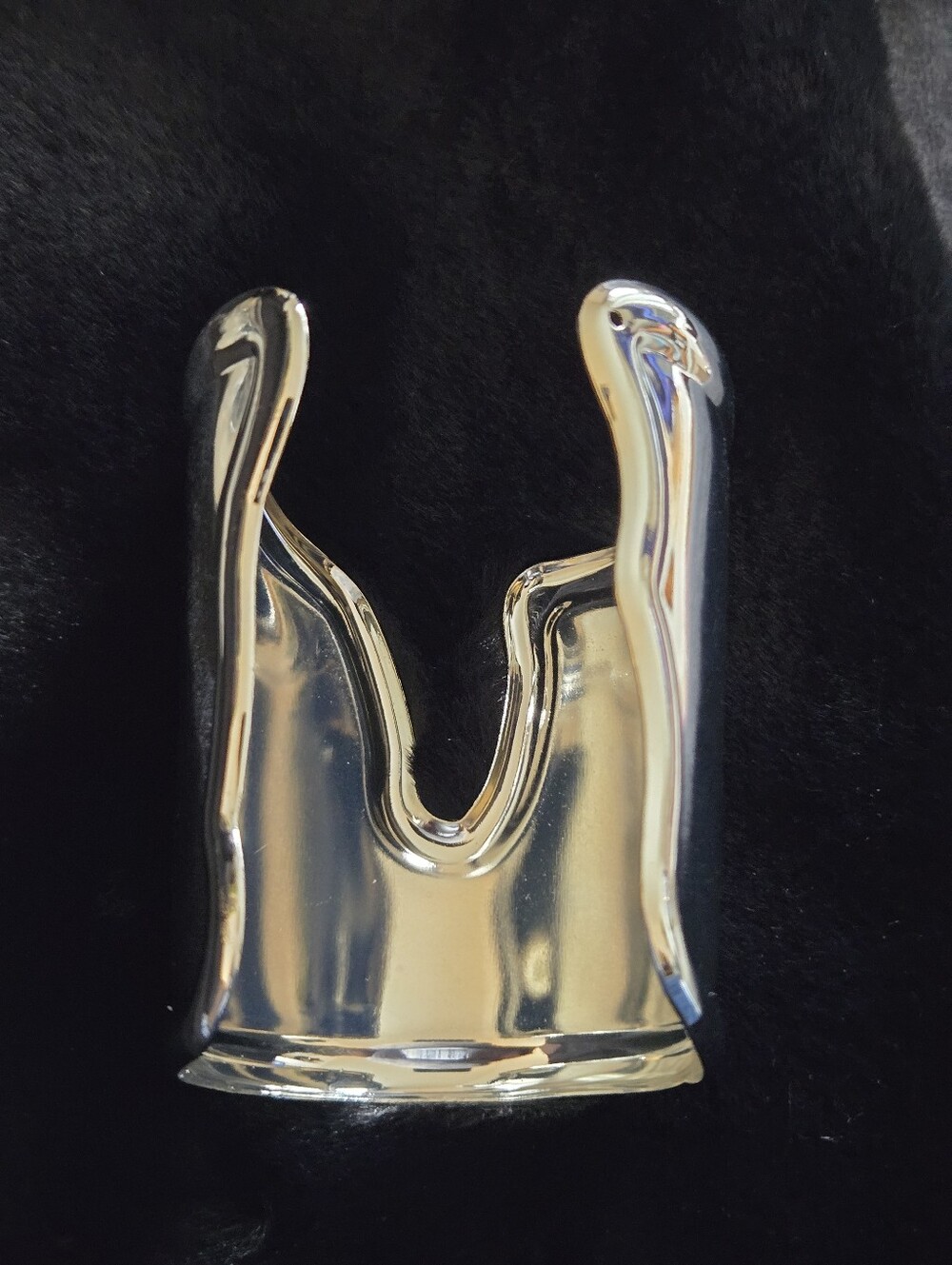 Polished Silvertone Cutout Adjustable Wide Arm Bracelet - Picture 3 of 6